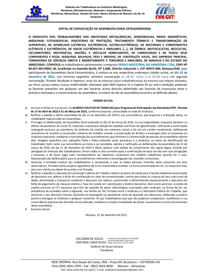 DENSO EDITAL ACT PPR Abril de 2022 a Março de 2023 Assembleia