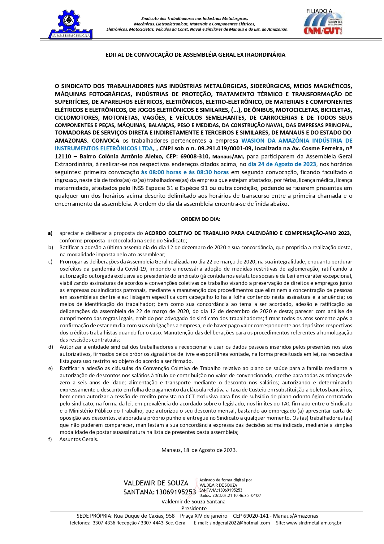 Edital de 24 de agosto de 2023: convocação de candidatos para o